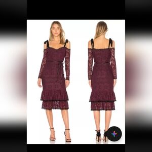 Alexis‎ Sophia Burgundy/Black Lace Off Shoulder Dress Small Whimsigoth